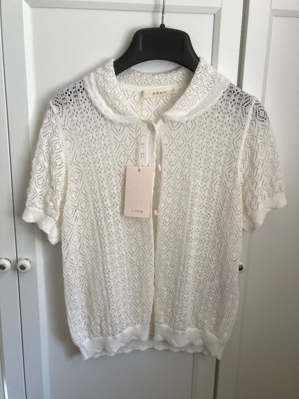DOEN Evaline Lace Knit Cardigan with Crochet Buttons - Size Small - NWT